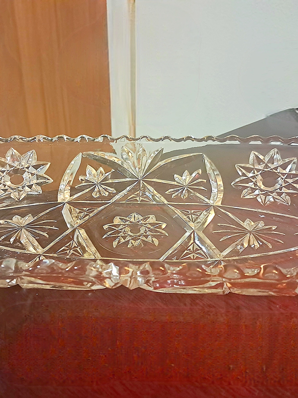 Cut Glass Crystal Decorative Serving Tray - Clear